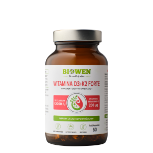 Witamina D3+K2 Forte 12.000iu - 60 kapsułek BIOWEN