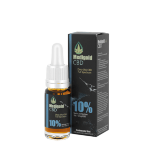 Medigold 10% 10 ml shoper Medigold złoty BIO Olej CBD 10% 10 ml 1000 mg pełne spektrum Certyfikowany