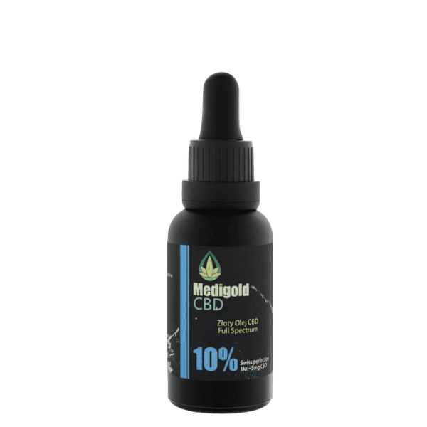 Medigold 10% 30 ml shoper Medigold złoty BIO Olej CBD 10% 30 ml 3000 mg pełne spektrum Certyfikowany