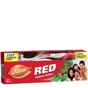Pasta RED 200g Szczoteczka shoper Pasta do zębów + szczoteczka MEDIUM Dabur Red 200 ml bez fluoru