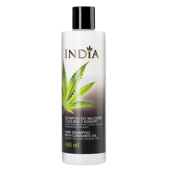 szampon_india_przód_trans Szampon do włosów z olejem z konopi INDIA 400 ml