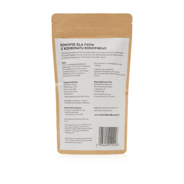 Konopie dla psów 150g – karma uzupełniająca z 150mg CBD