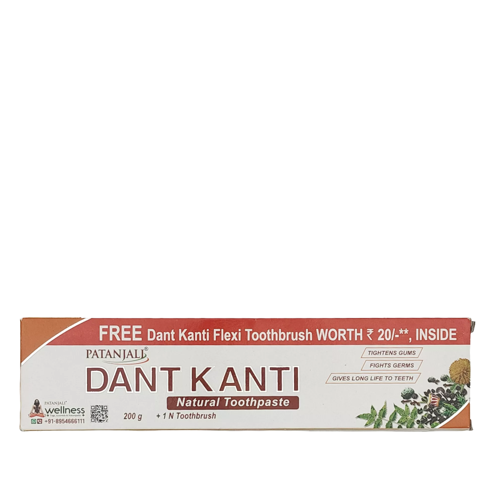 Patanjali Zahnpasta Dant Kanti 200 g Patanjali + Zahnbürste — Inhaltsstoffe i ocena